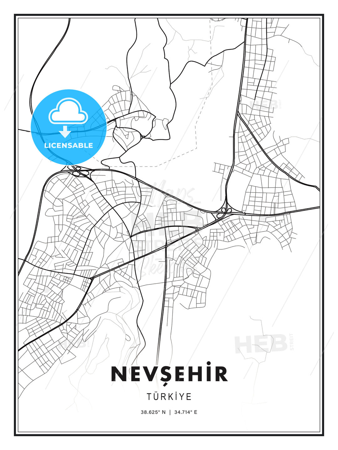NEVŞEHİR / Nevşehir, Turkey, Modern Print Template in Various Formats - HEBSTREITS Sketches