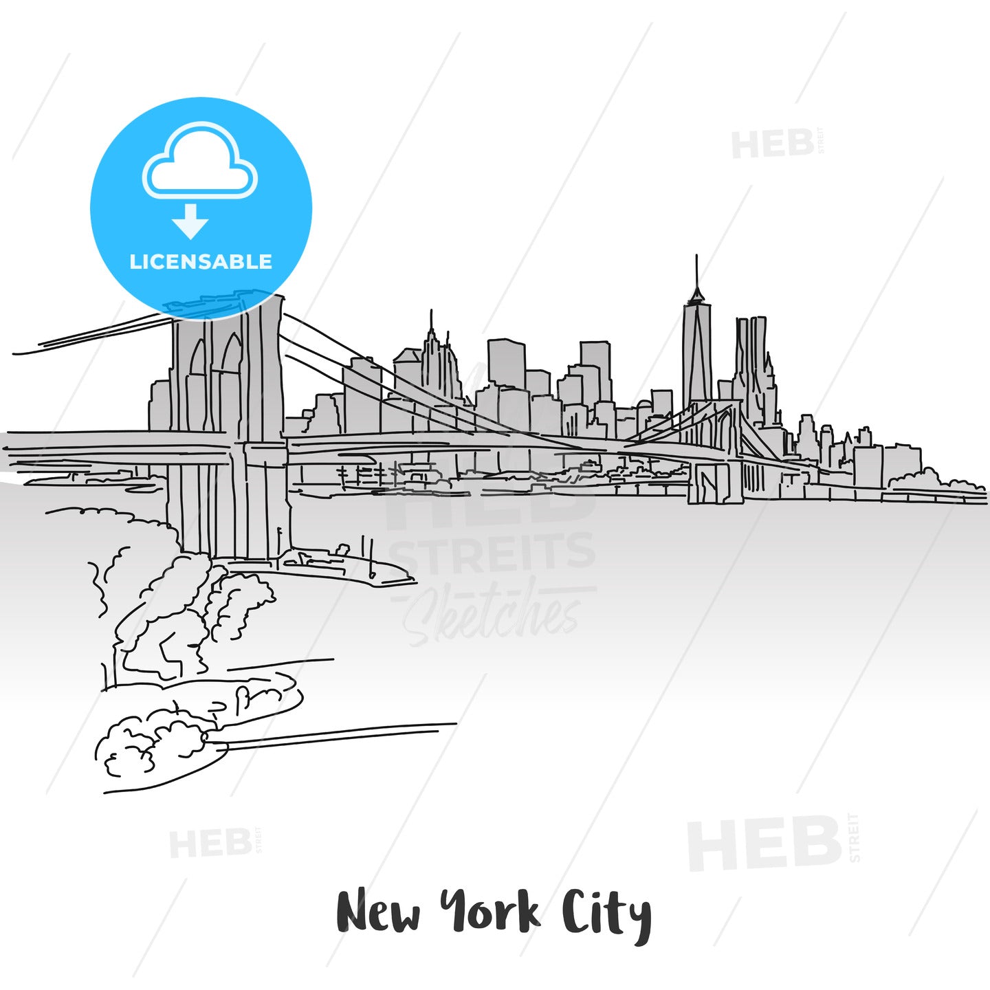 NYC Skyline Greeting Card Design – instant download