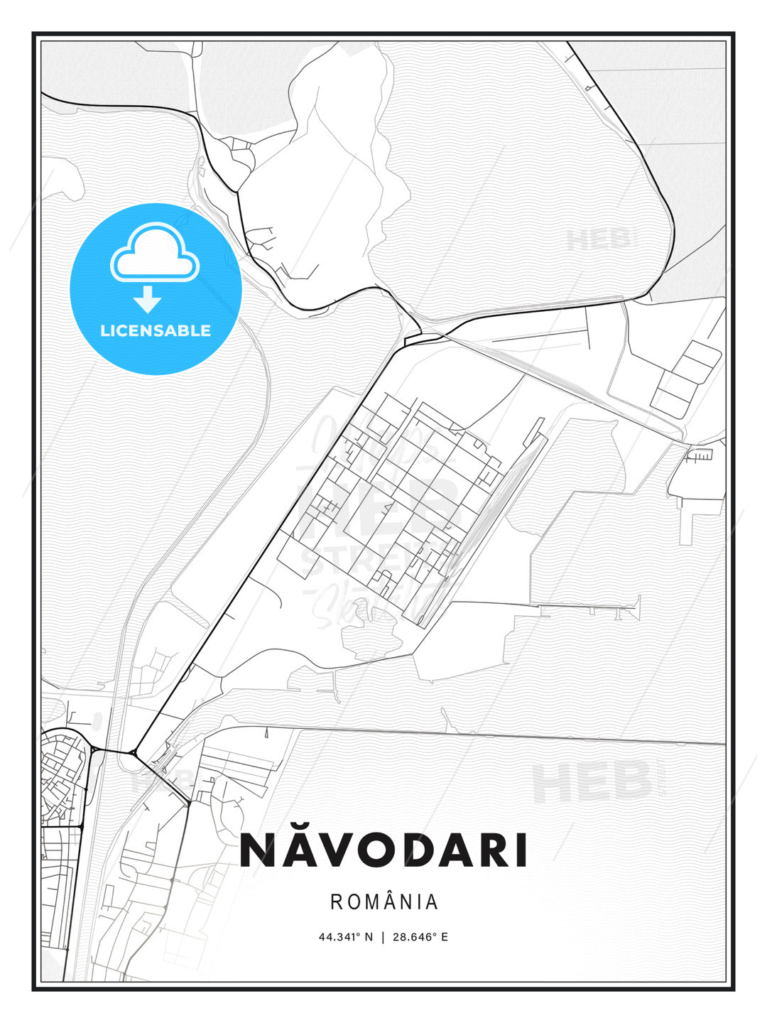 Năvodari, Romania, Modern Print Template in Various Formats - HEBSTREITS Sketches