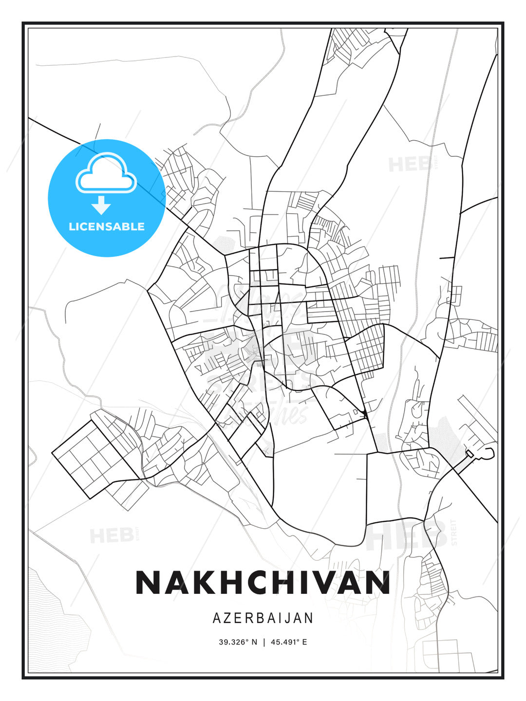 Nakhchivan, Azerbaijan, Modern Print Template in Various Formats - HEBSTREITS Sketches