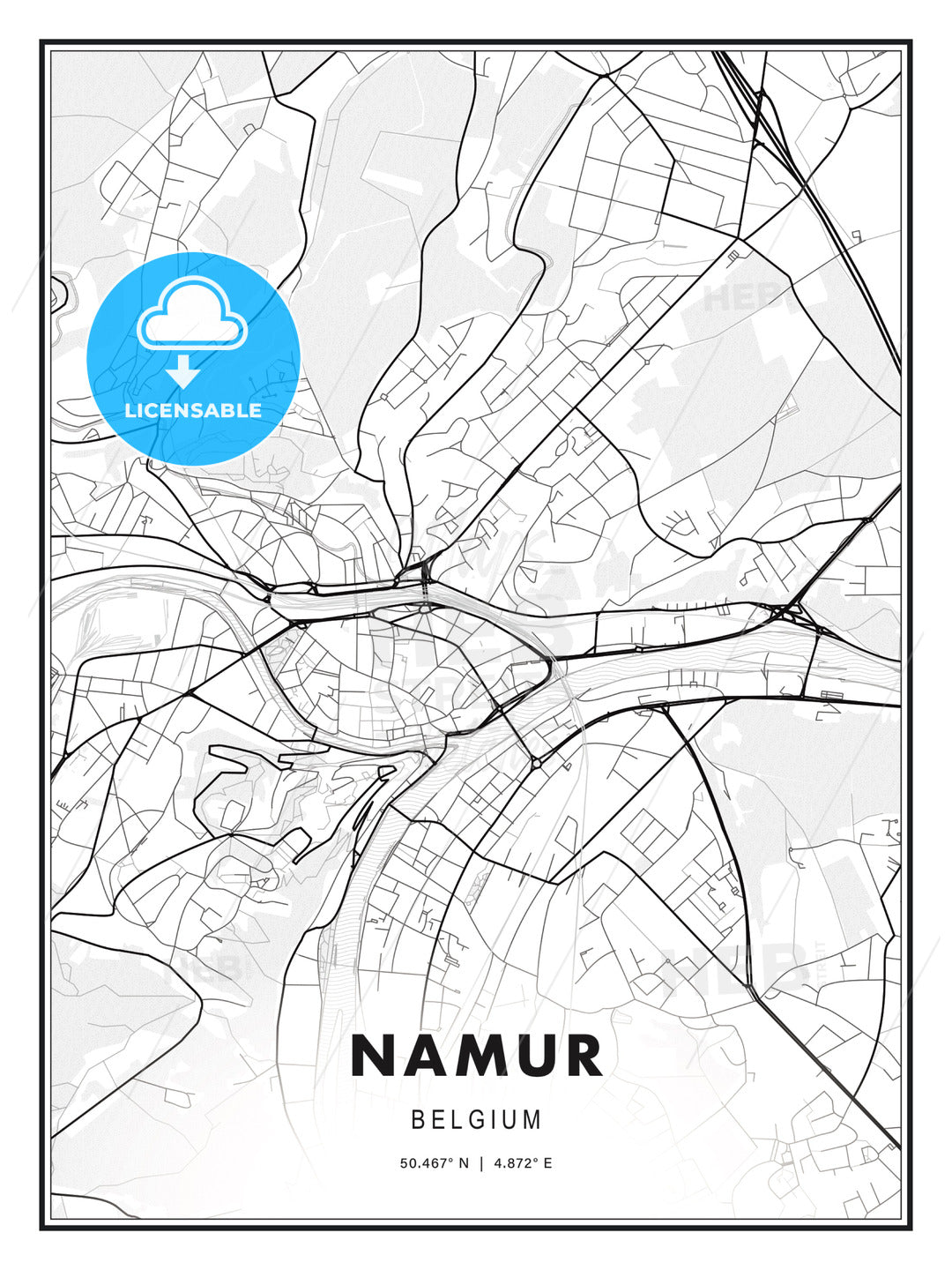 Namur, Belgium, Modern Print Template in Various Formats - HEBSTREITS Sketches