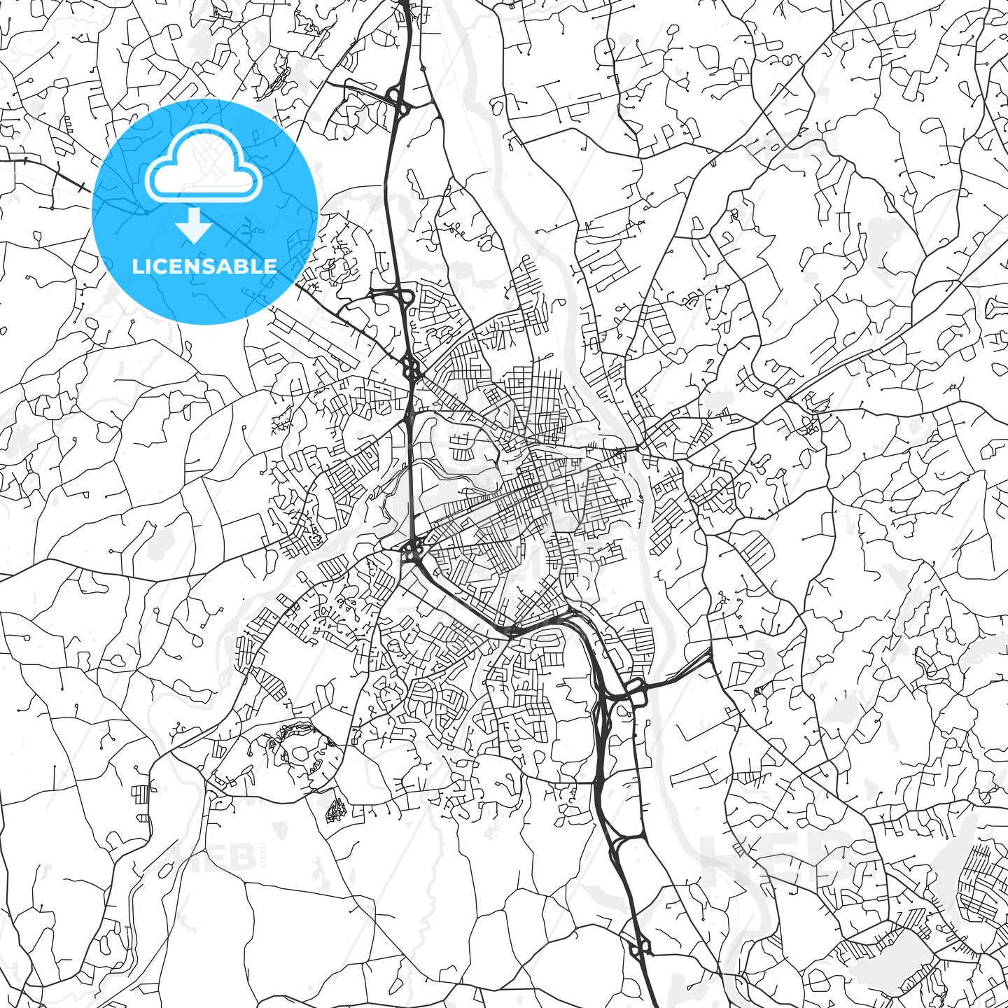 Nashua, New Hampshire - Area Map - Light