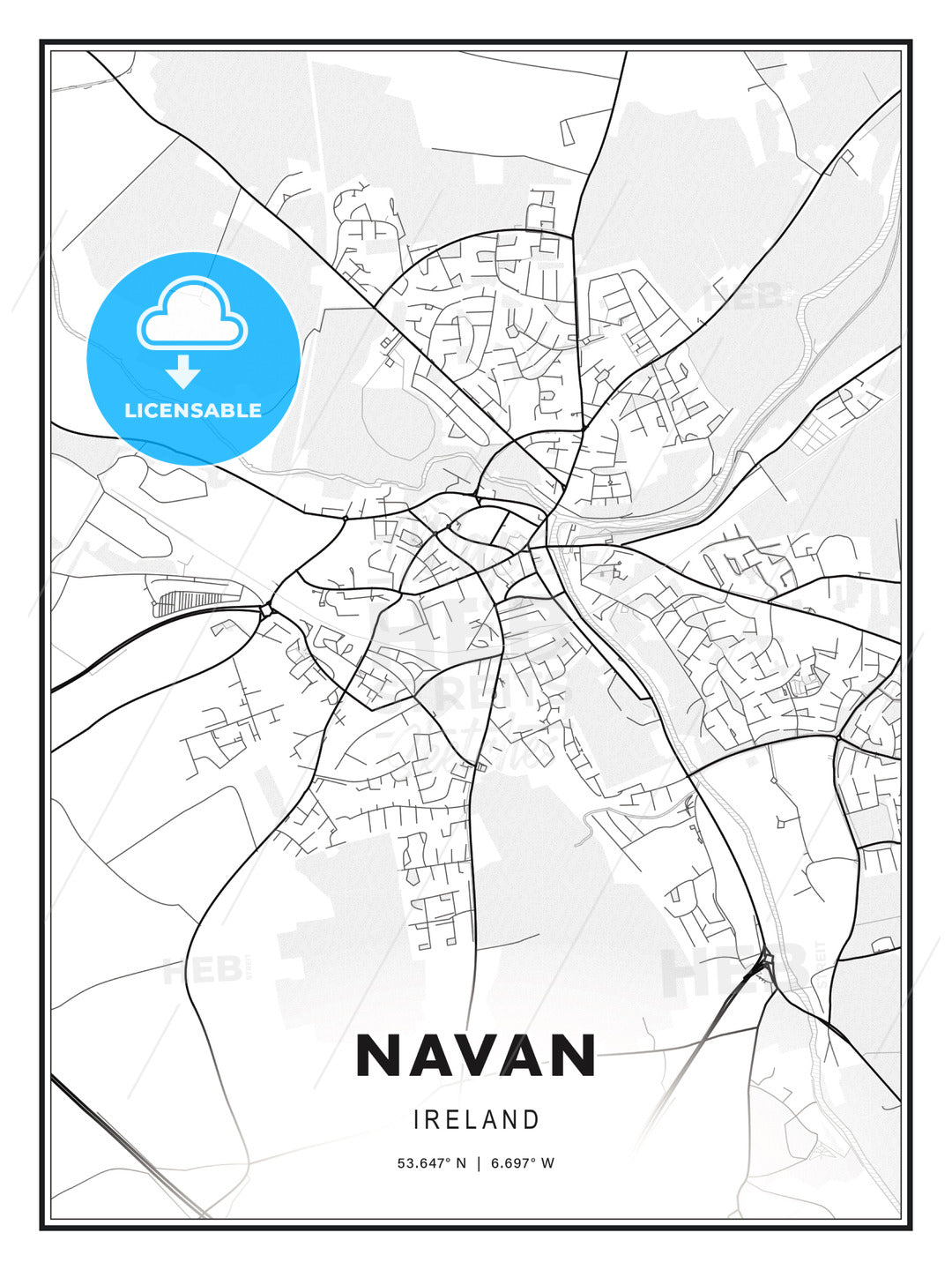 Navan, Ireland, Modern Print Template in Various Formats - HEBSTREITS Sketches