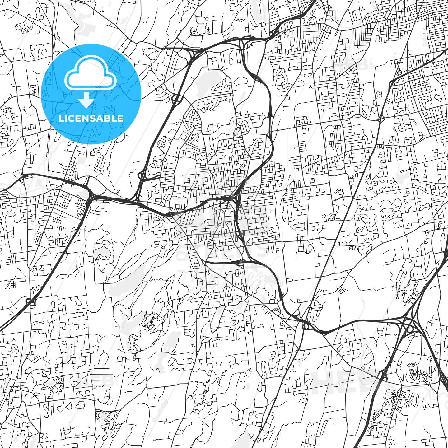 New Britain, Connecticut - Area Map - Light