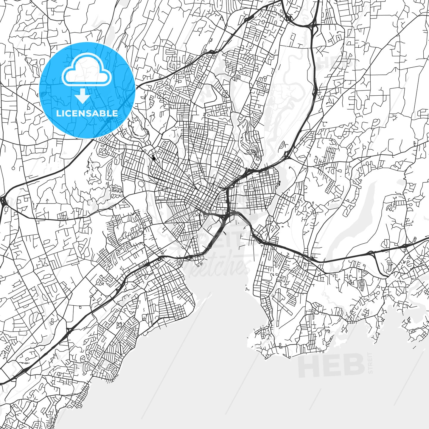 New Haven, Connecticut - Area Map - Light