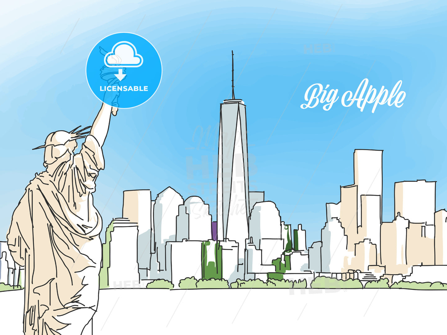 New York Big Apple Panorama Banner – instant download