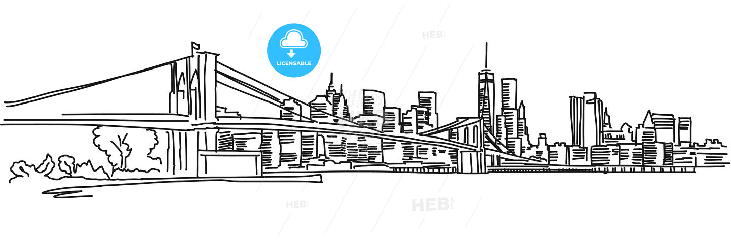 New York Panorama with brooklyn bridge – instant download