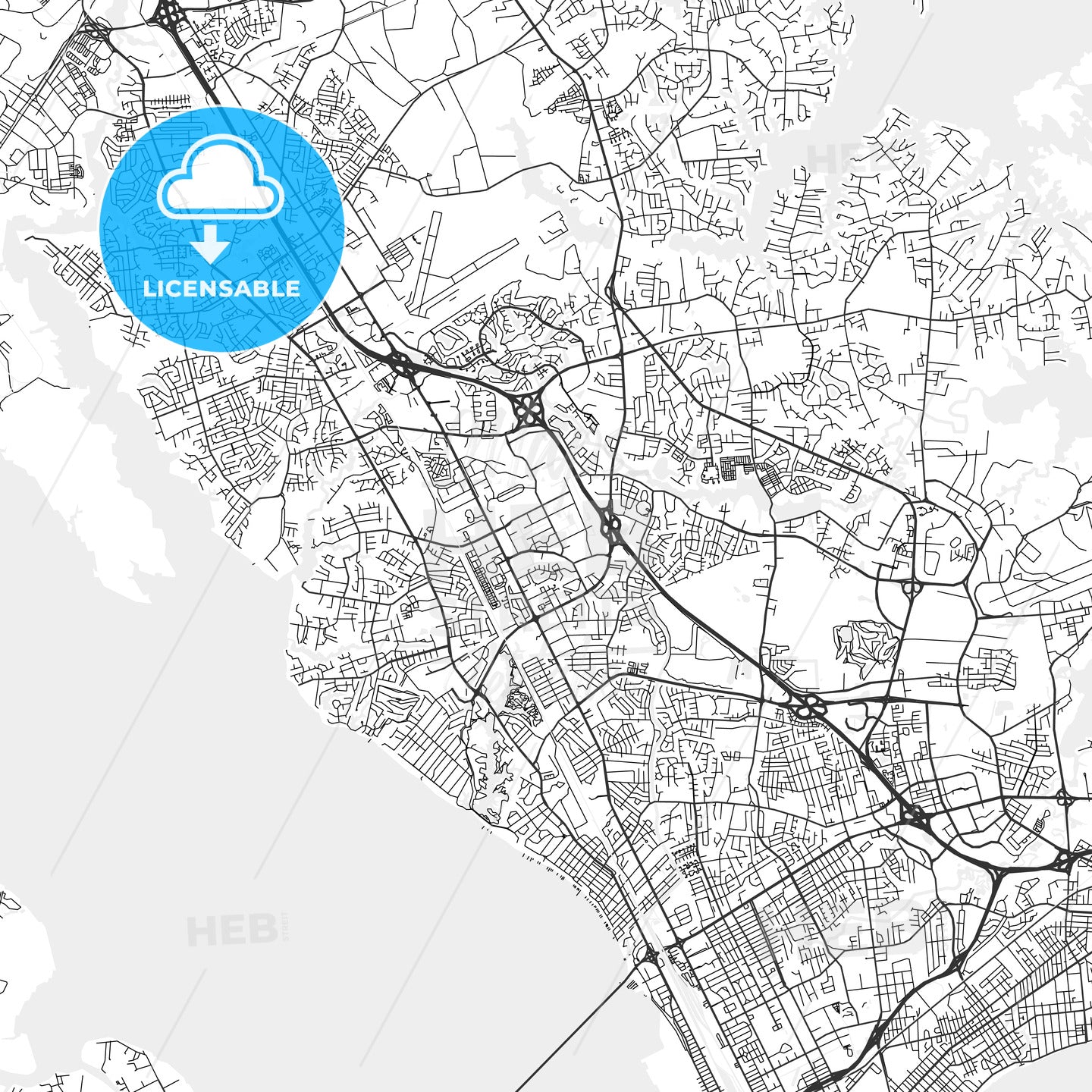 Newport News, Virginia - Area Map - Light