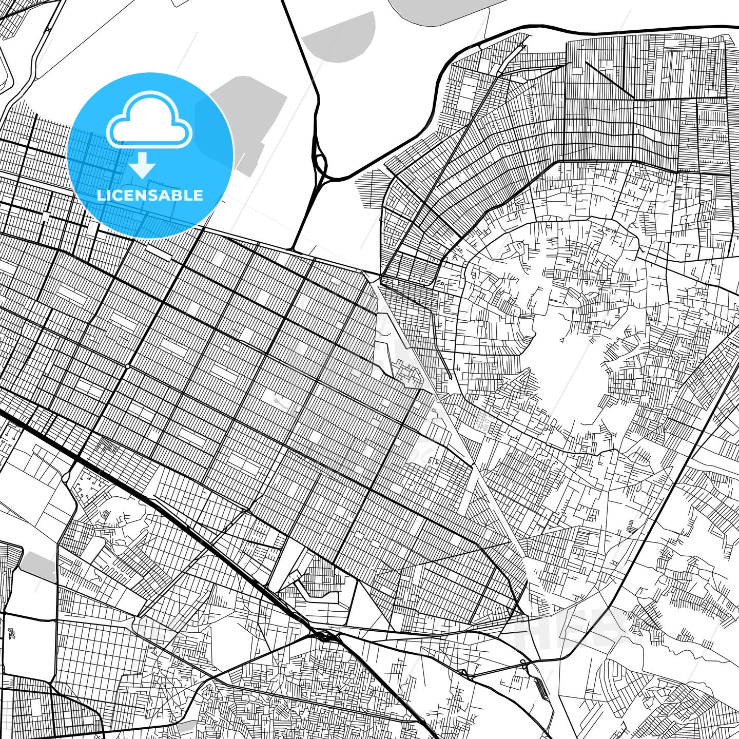 Nezahualcóyotl, México, downtown map, light