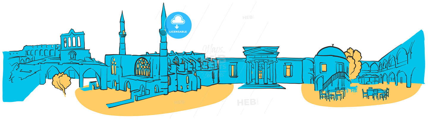 Nicosia Cyprus Colored Panorama – instant download