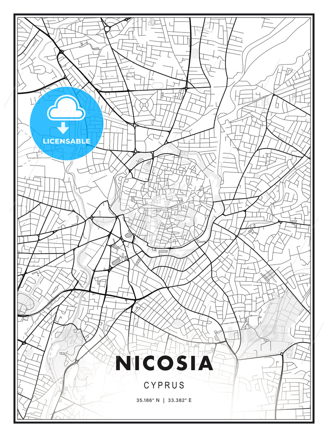 Nicosia , Cyprus, Modern Print Template in Various Formats - HEBSTREITS Sketches