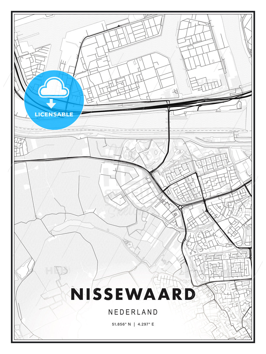 Nissewaard, Netherlands, Modern Print Template in Various Formats - HEBSTREITS Sketches