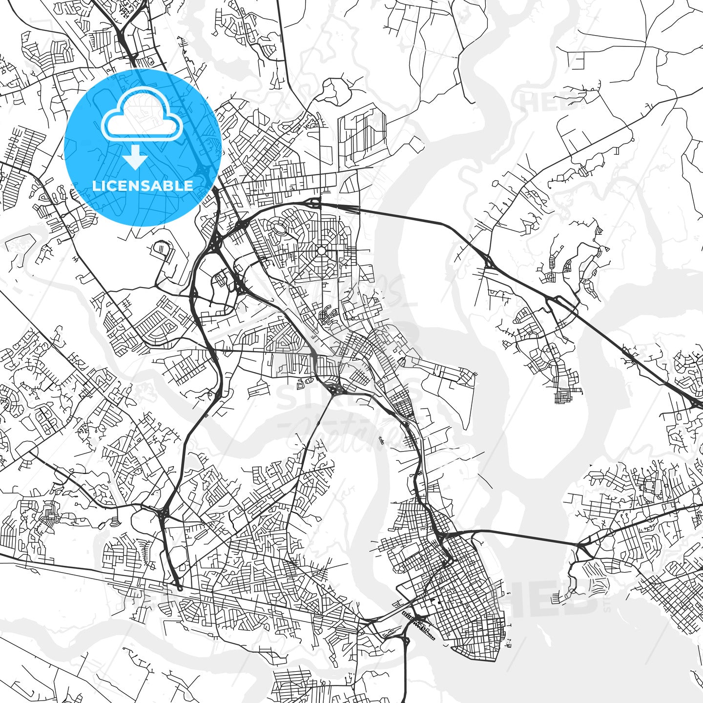 North Charleston, South Carolina - Area Map - Light