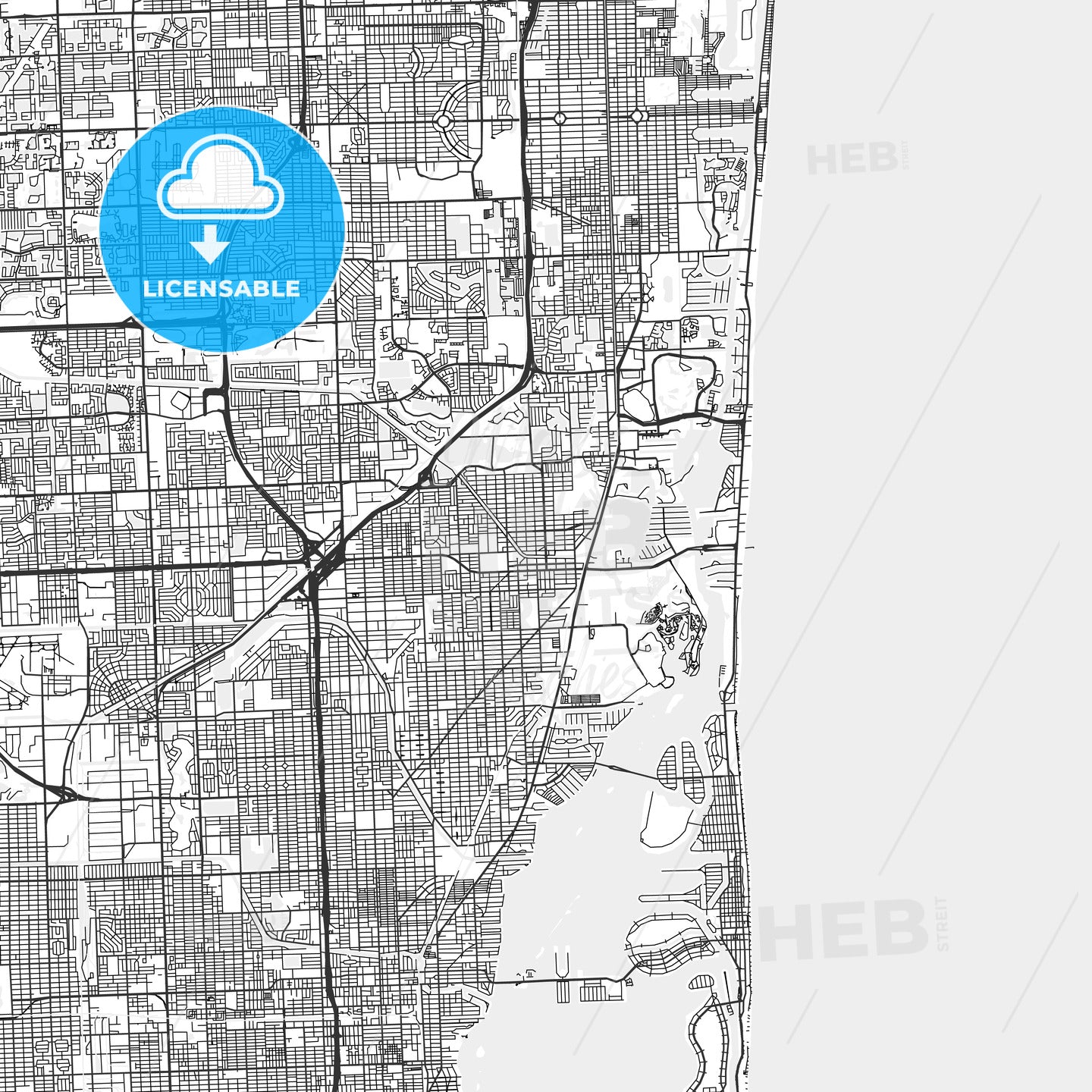 North Miami Beach, Florida - Area Map - Light
