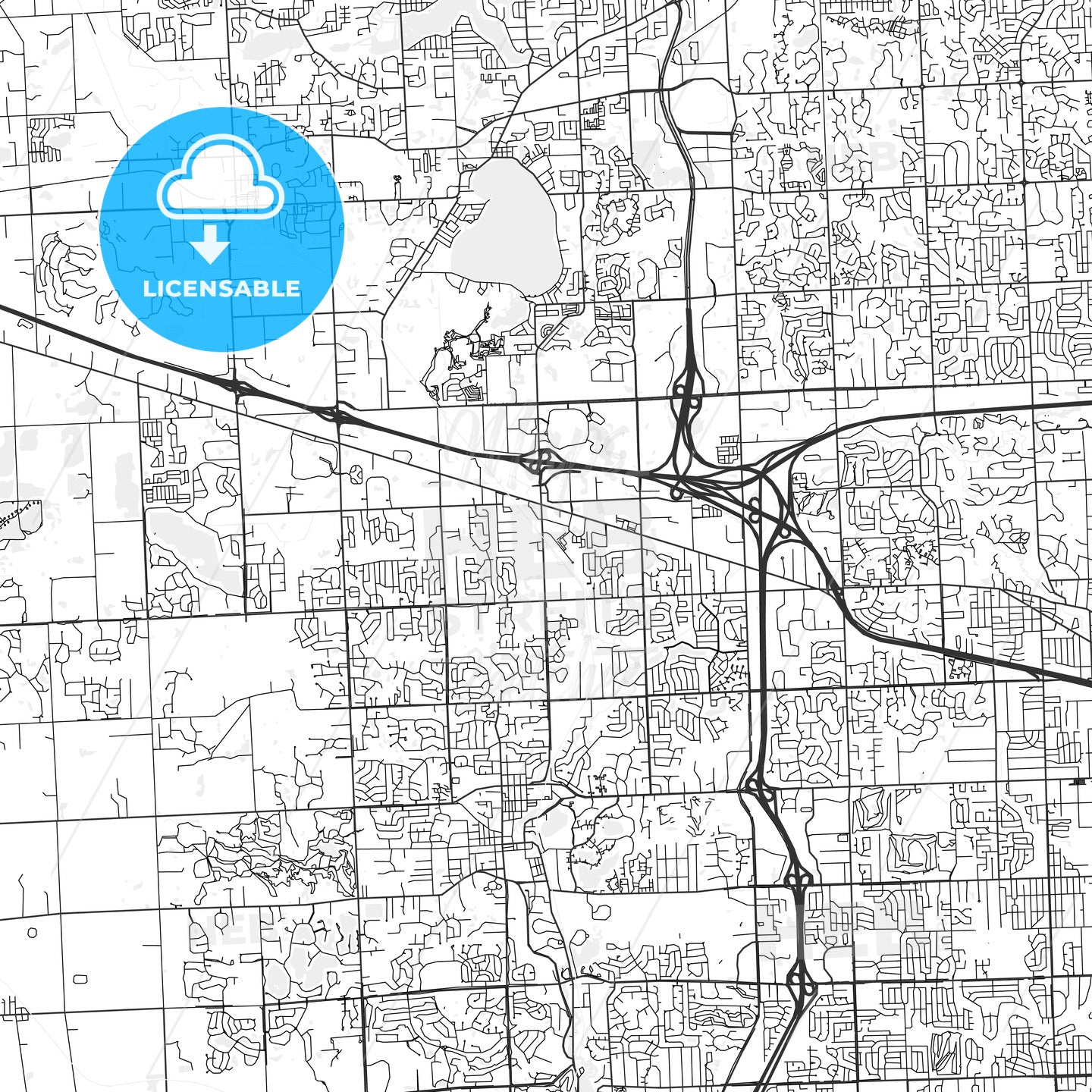 Novi, Michigan - Area Map - Light
