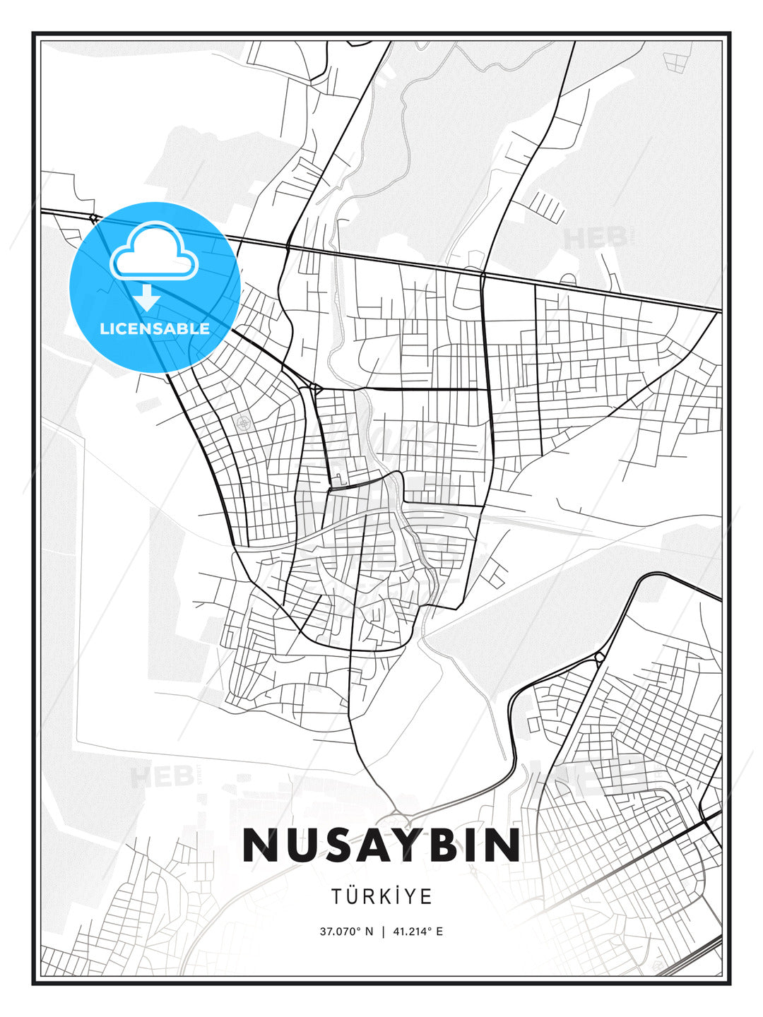 Nusaybin, Turkey, Modern Print Template in Various Formats - HEBSTREITS Sketches