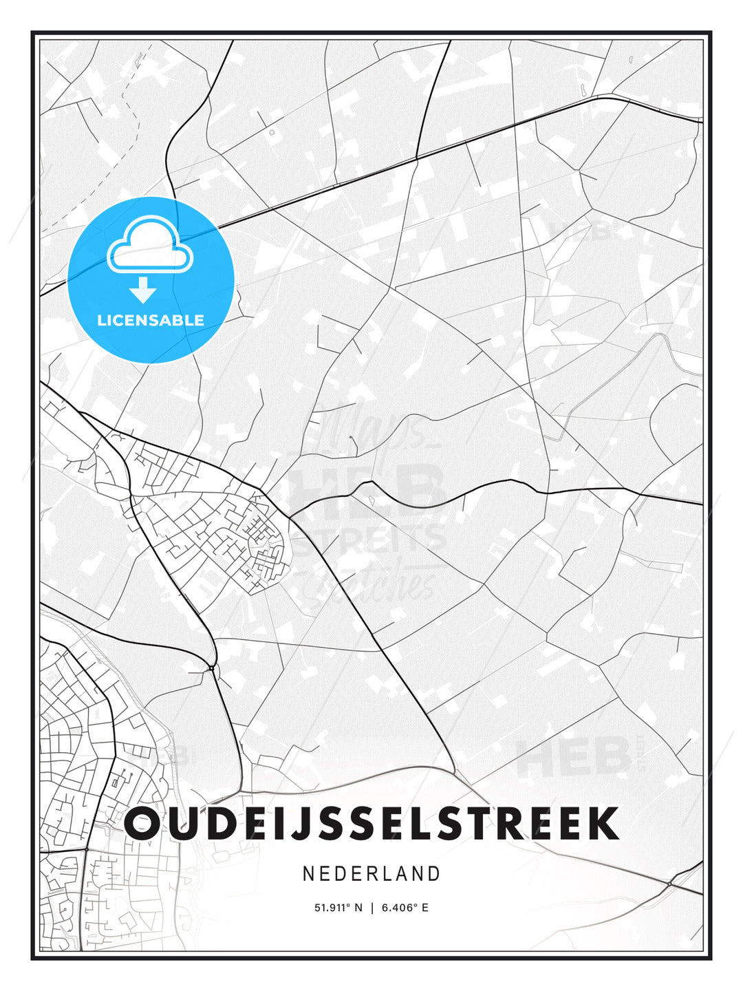 OUDEIJSSELSTREEK / Oude IJsselstreek, Netherlands, Modern Print Template in Various Formats - HEBSTREITS Sketches