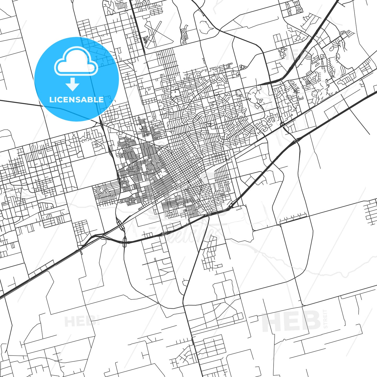 Odessa, Texas - Area Map - Light