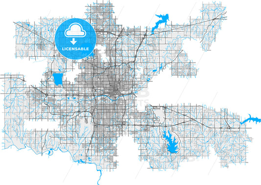 Oklahoma City, Oklahoma, United States, high quality vector map