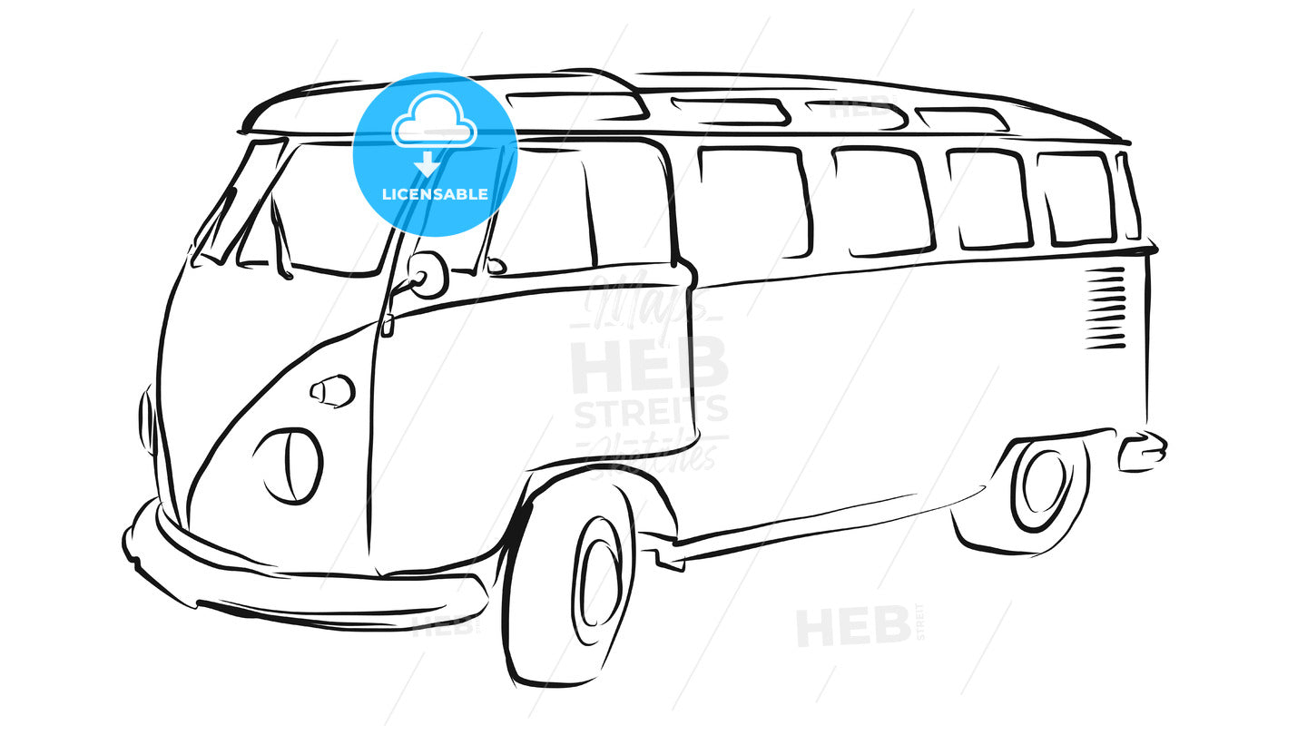 Old Transporter Sketch, Vector Drawing
