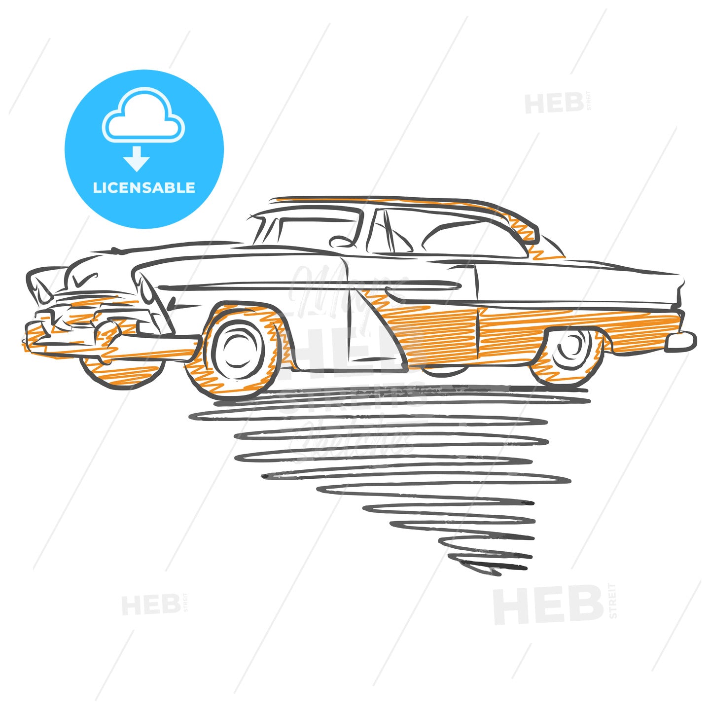 Old american car drawing – instant download