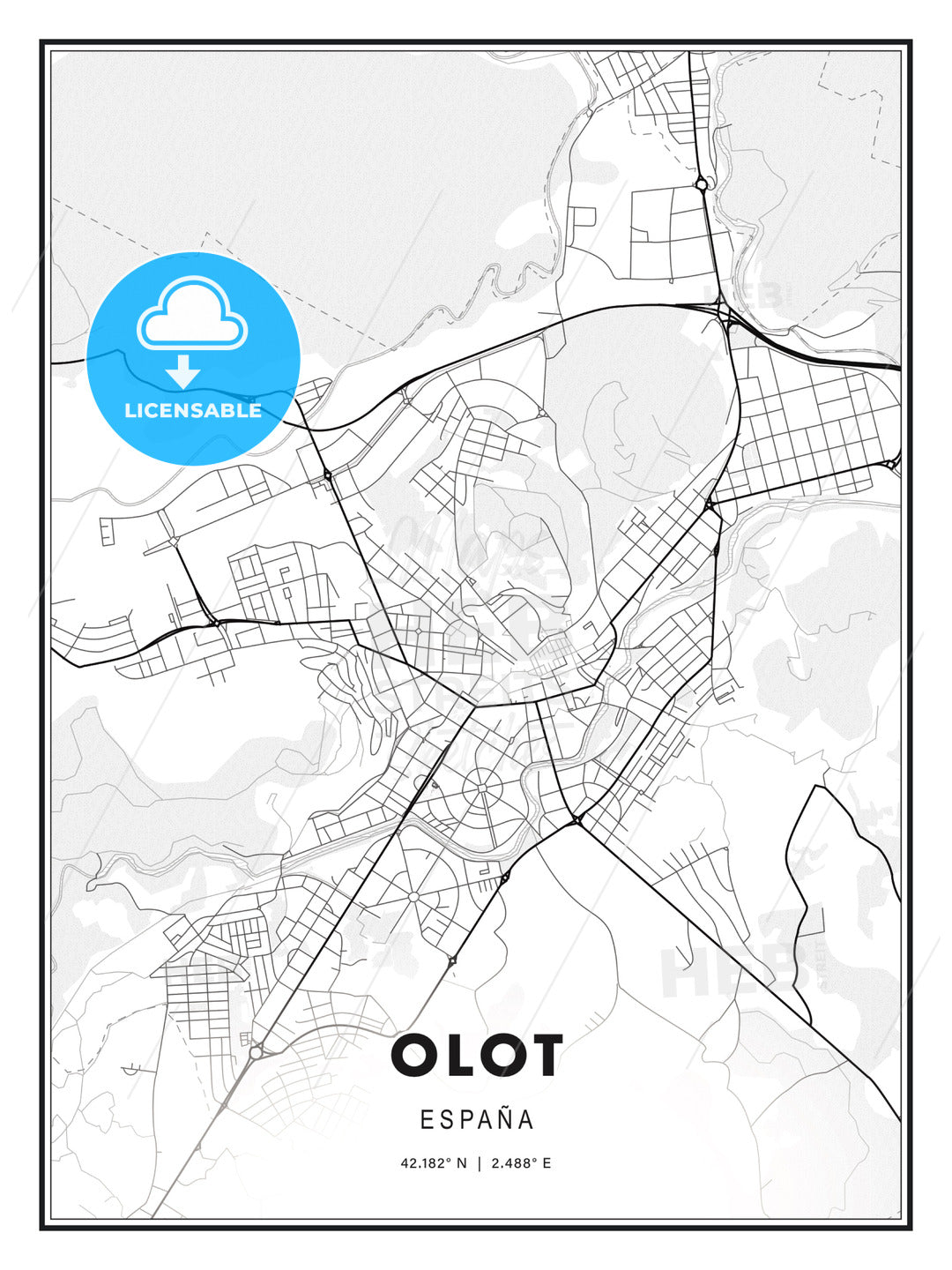 Olot, Spain, Modern Print Template in Various Formats - HEBSTREITS Sketches
