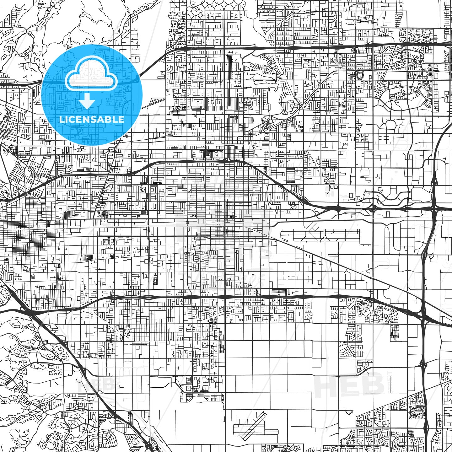 Ontario, California - Area Map - Light