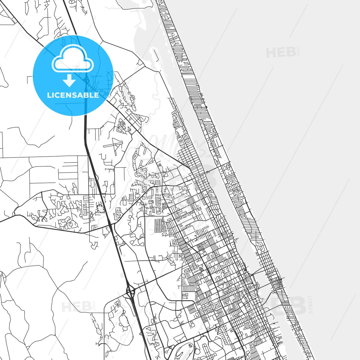 Ormond Beach, Florida - Area Map - Light