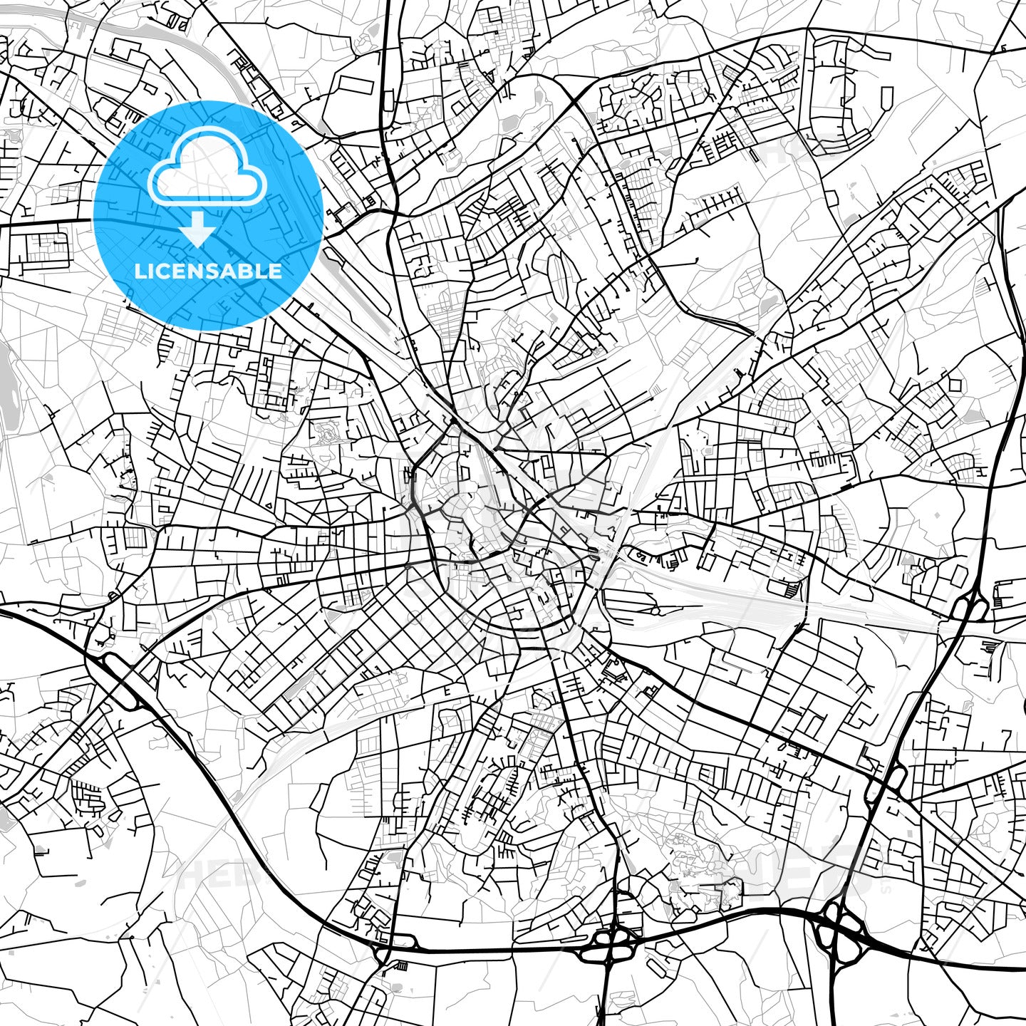 Osnabrück, Germany, Vector Map - Light