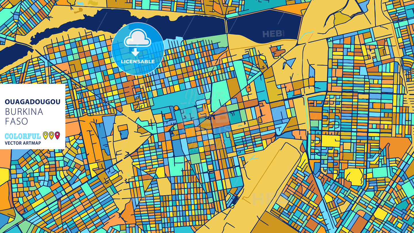 Ouagadougou, Burkina Faso, Colorful Vector Artmap