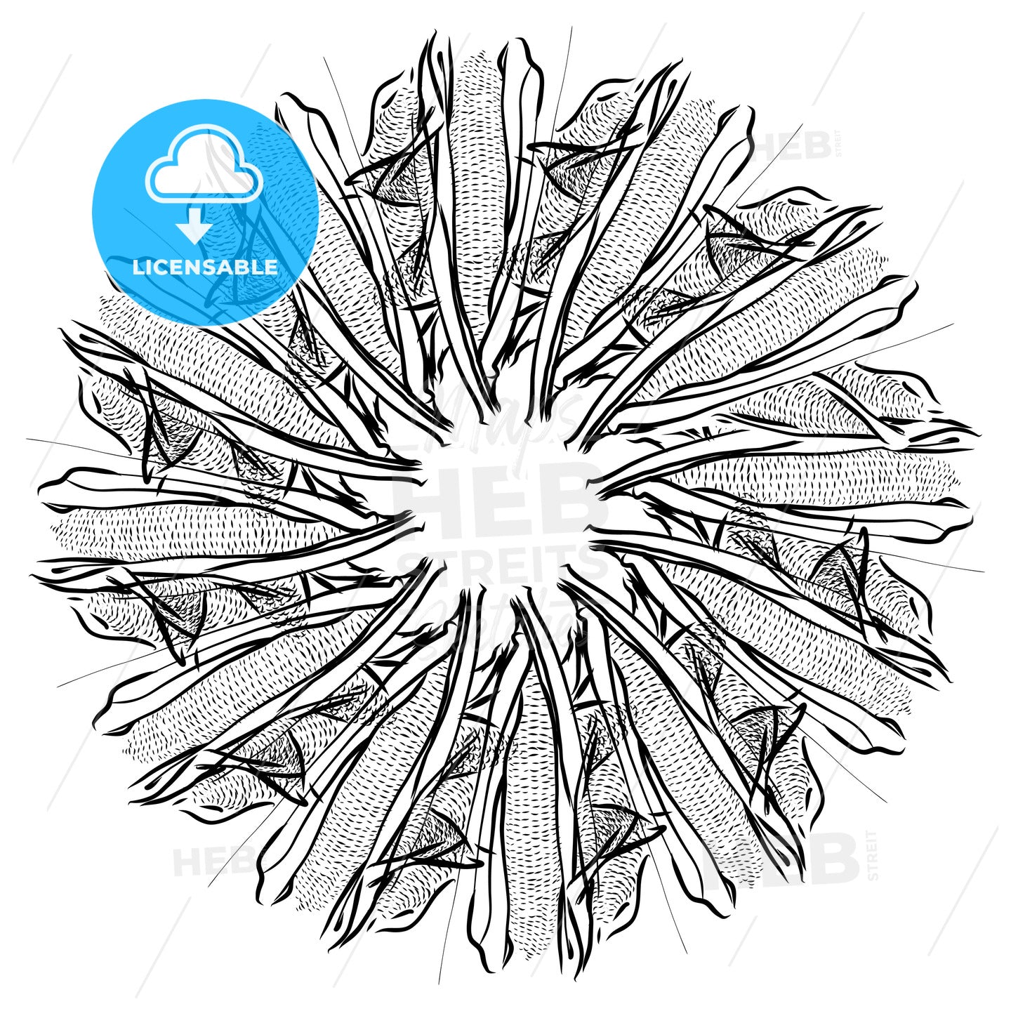 Outline sketch of Corncob arranged in a circle – instant download