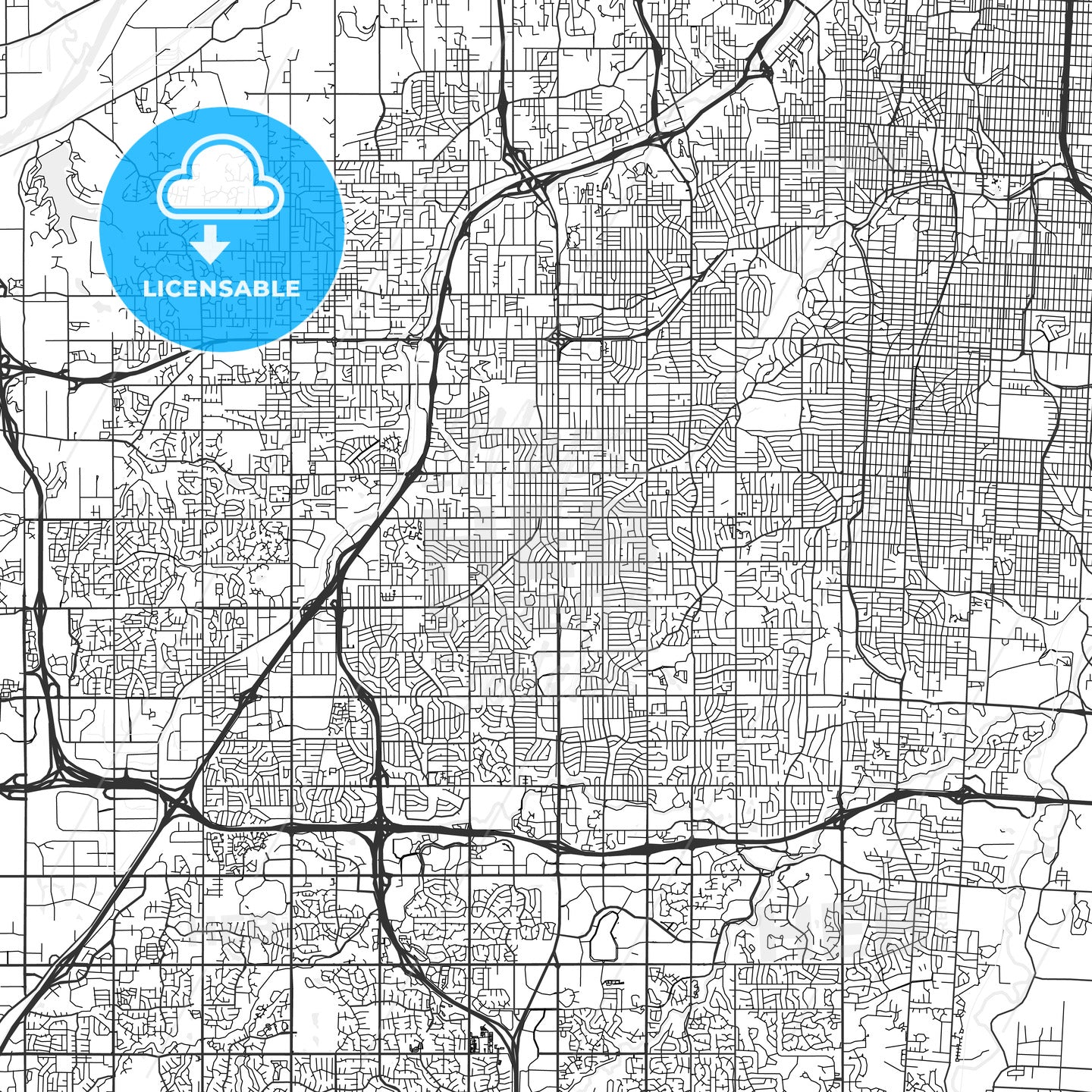 Overland Park, Kansas - Area Map - Light