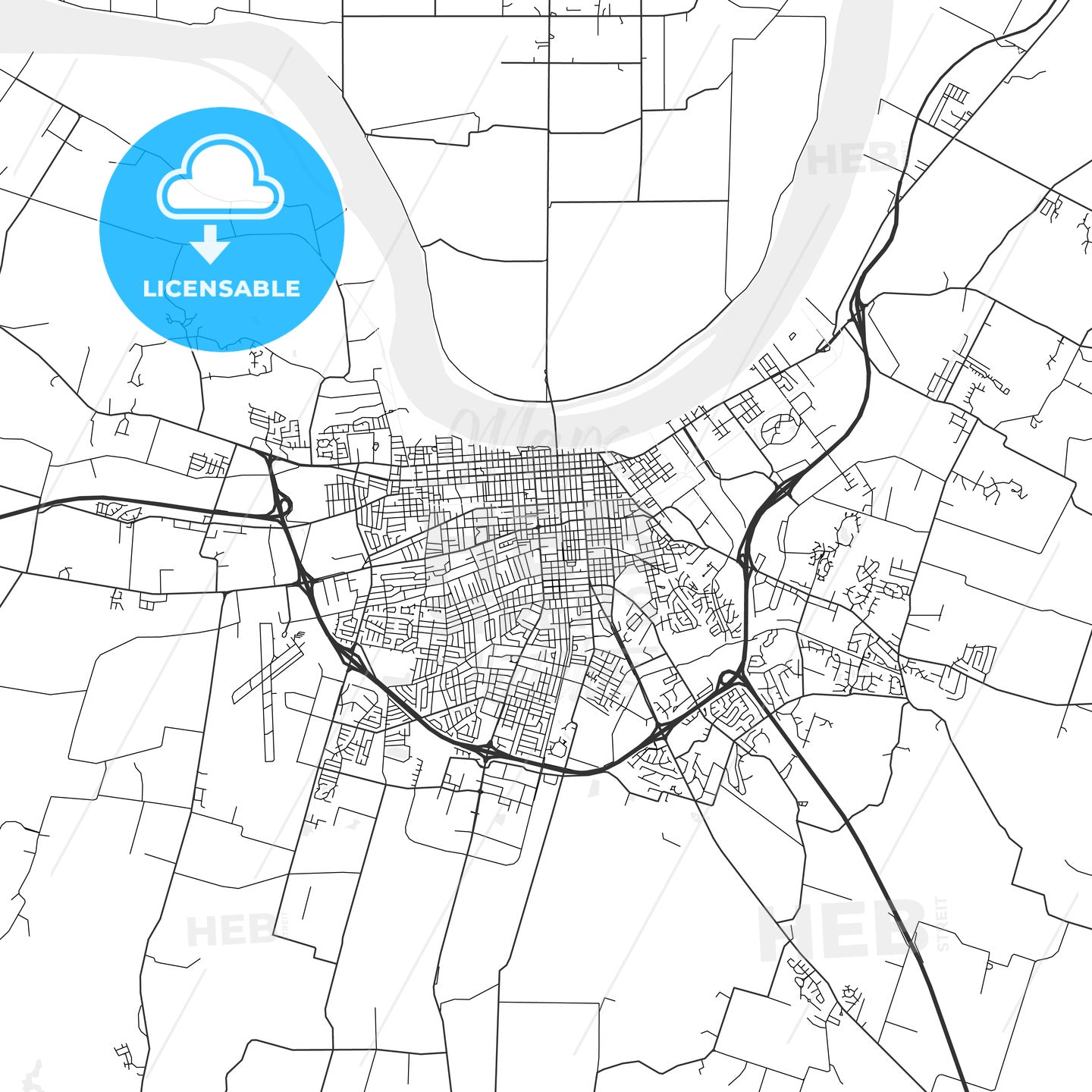 Owensboro, Kentucky - Area Map - Light