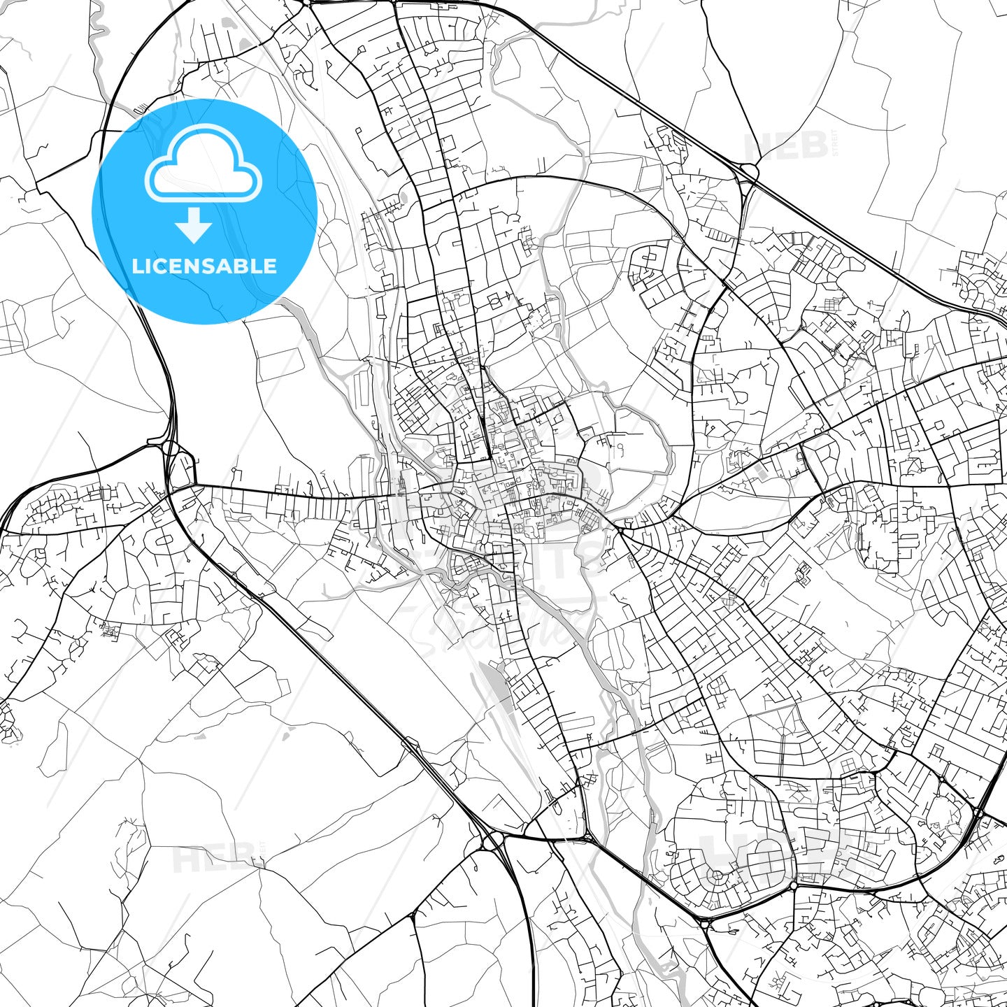 Oxford, England, UK, Vector Map - Light