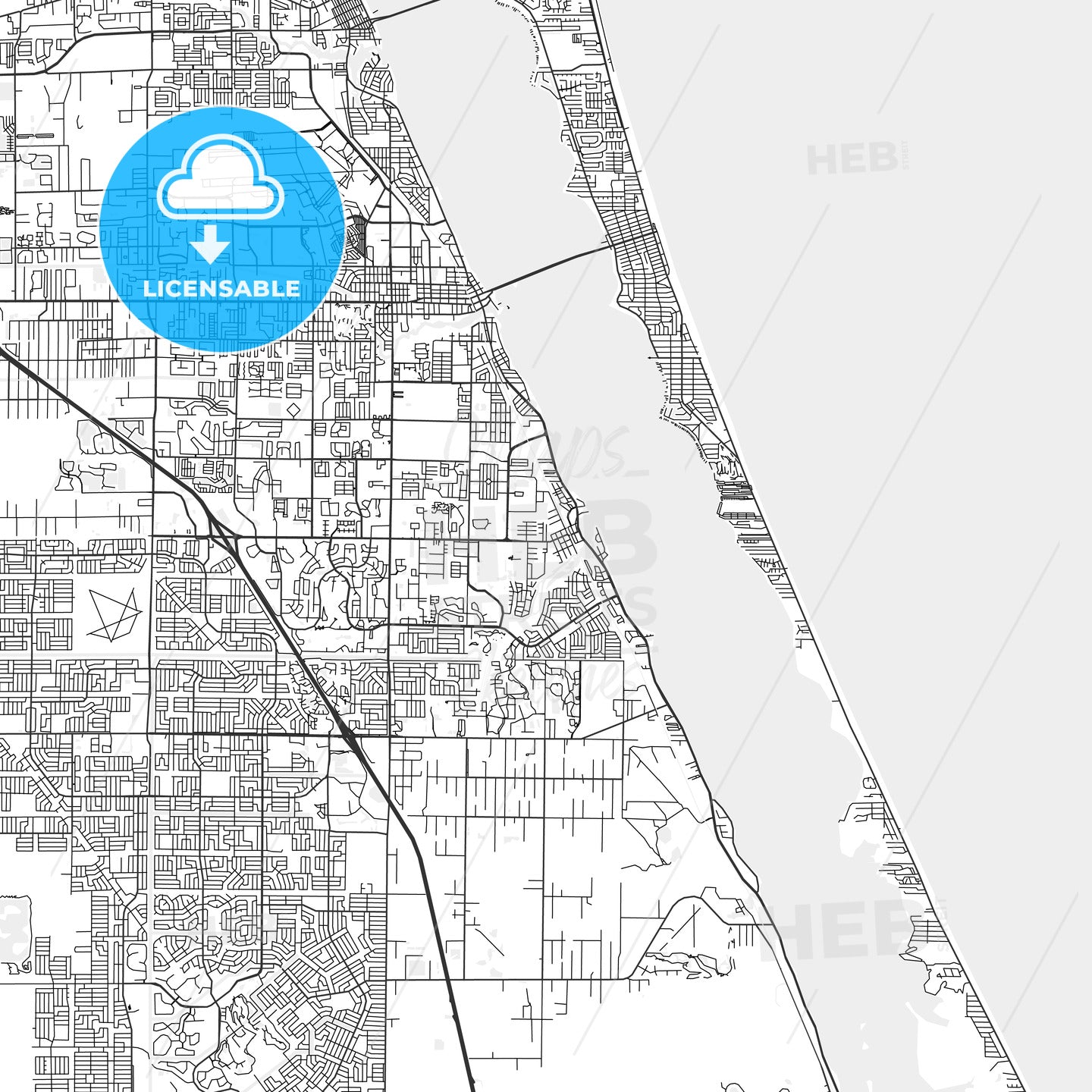 Palm Bay, Florida - Area Map - Light