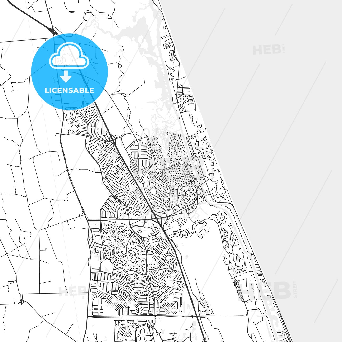Palm Coast, Florida - Area Map - Light