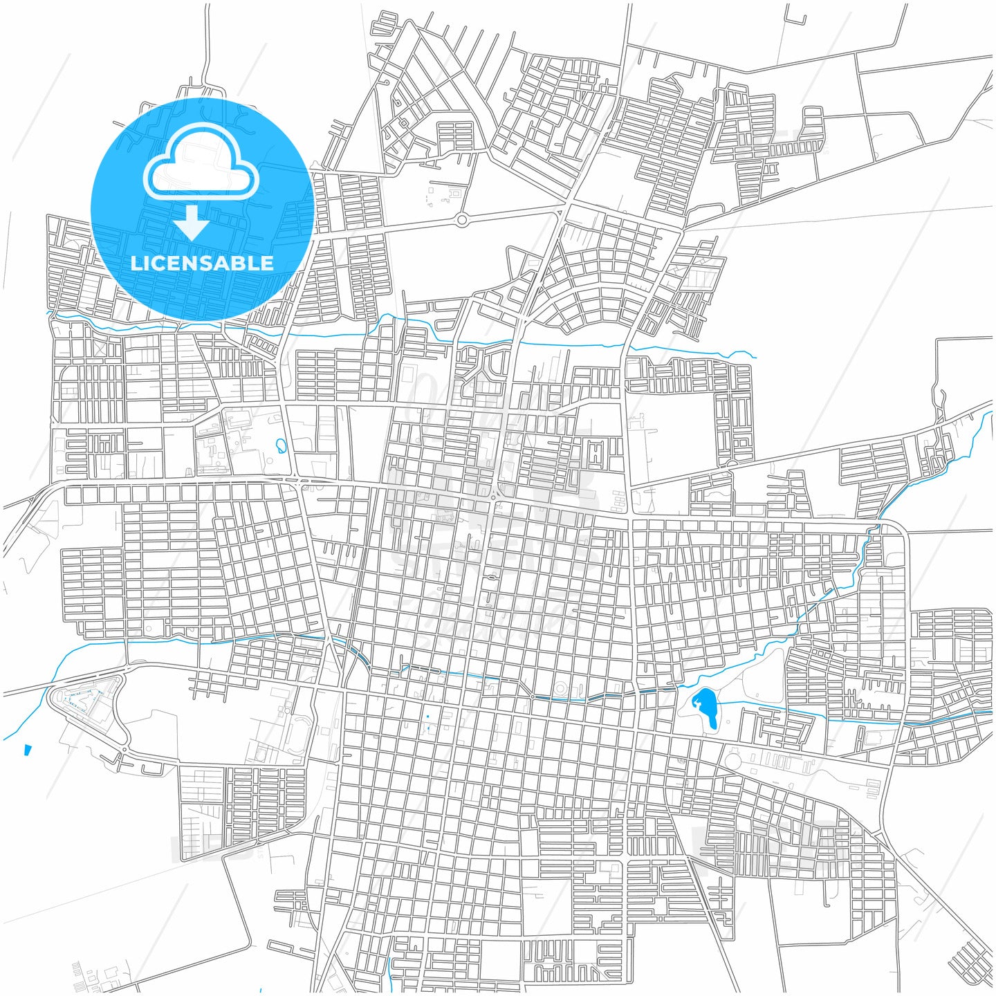 Palmira, Colombia, city map with high quality roads.