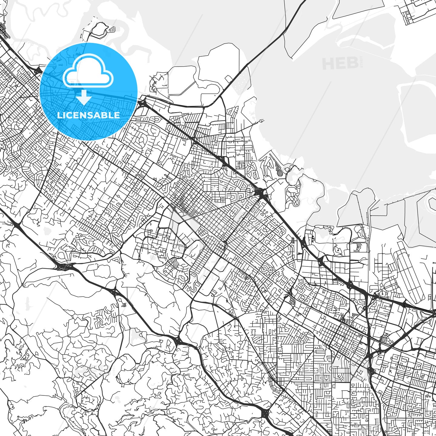 Palo Alto, California - Area Map - Light