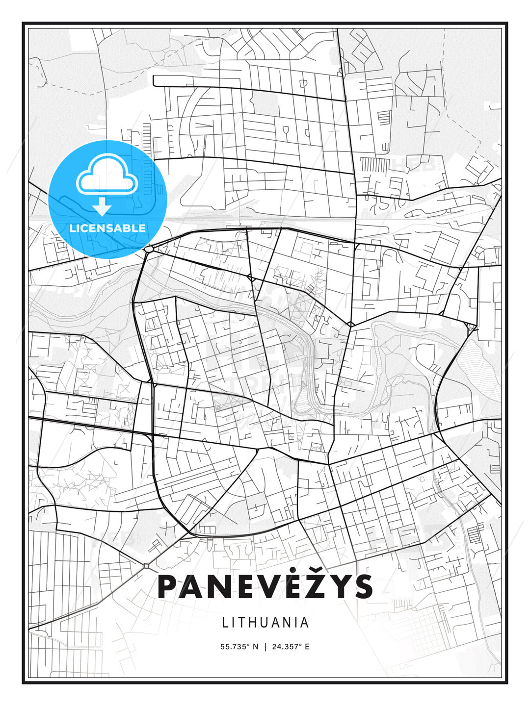 Panevėžys, Lithuania, Modern Print Template in Various Formats - HEBSTREITS Sketches