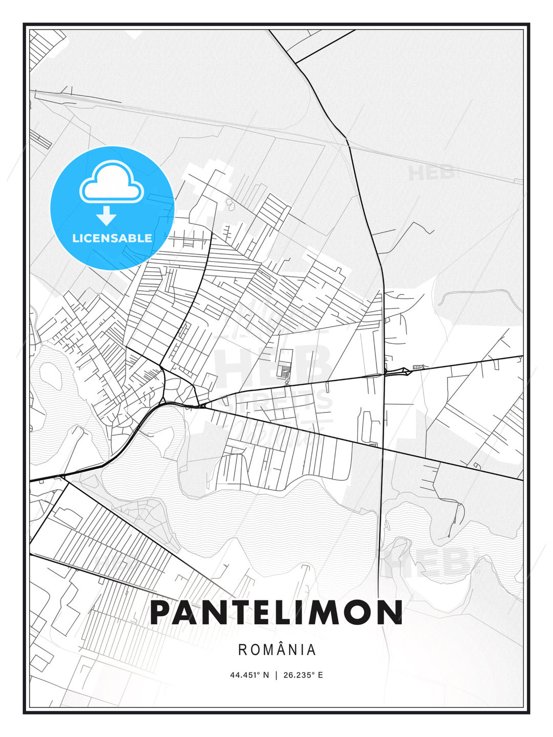 Pantelimon, Romania, Modern Print Template in Various Formats - HEBSTREITS Sketches