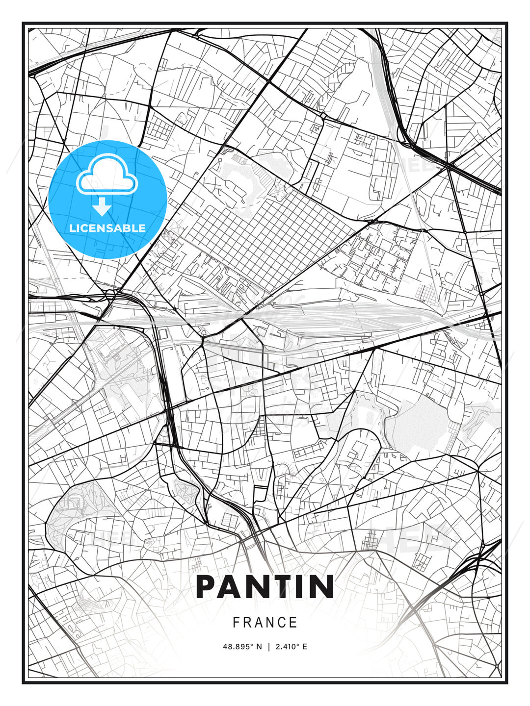 Pantin, France, Modern Print Template in Various Formats - HEBSTREITS Sketches
