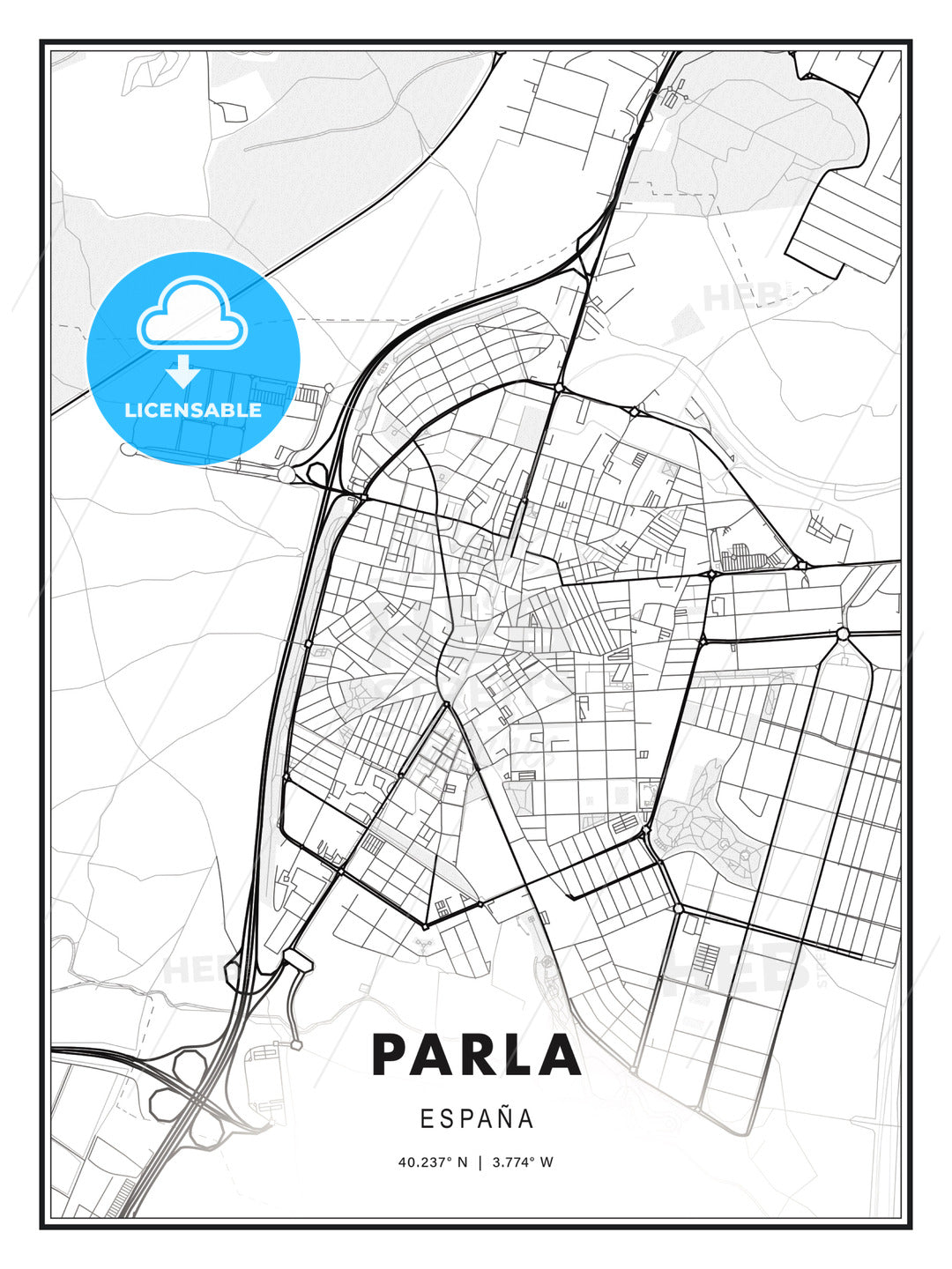Parla, Spain, Modern Print Template in Various Formats - HEBSTREITS Sketches