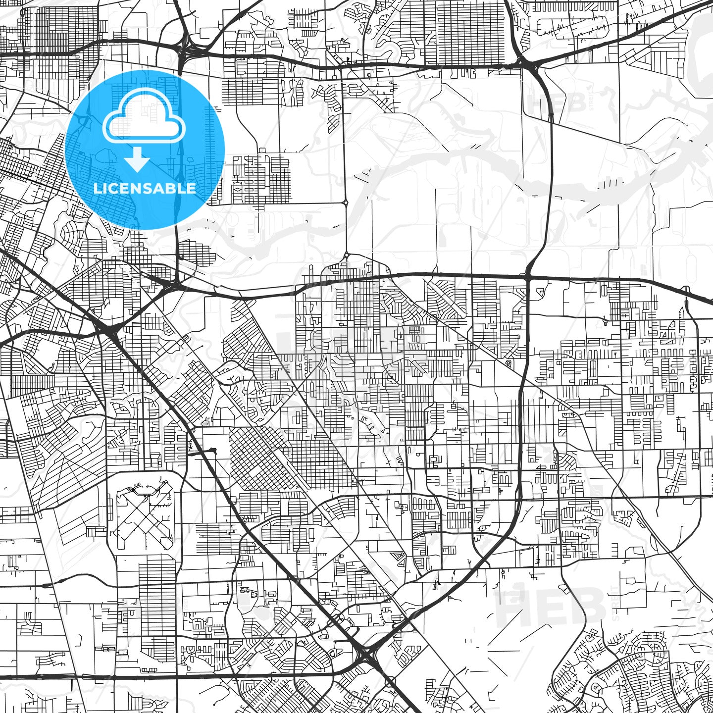 Pasadena, Texas - Area Map - Light