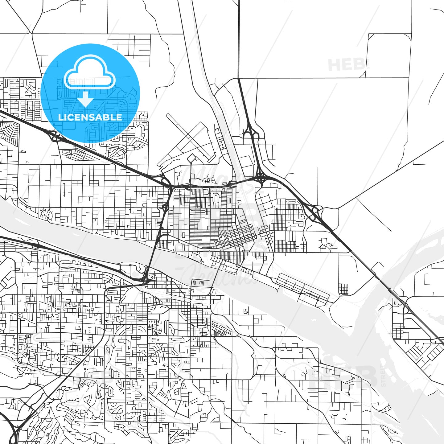 Pasco, Washington - Area Map - Light
