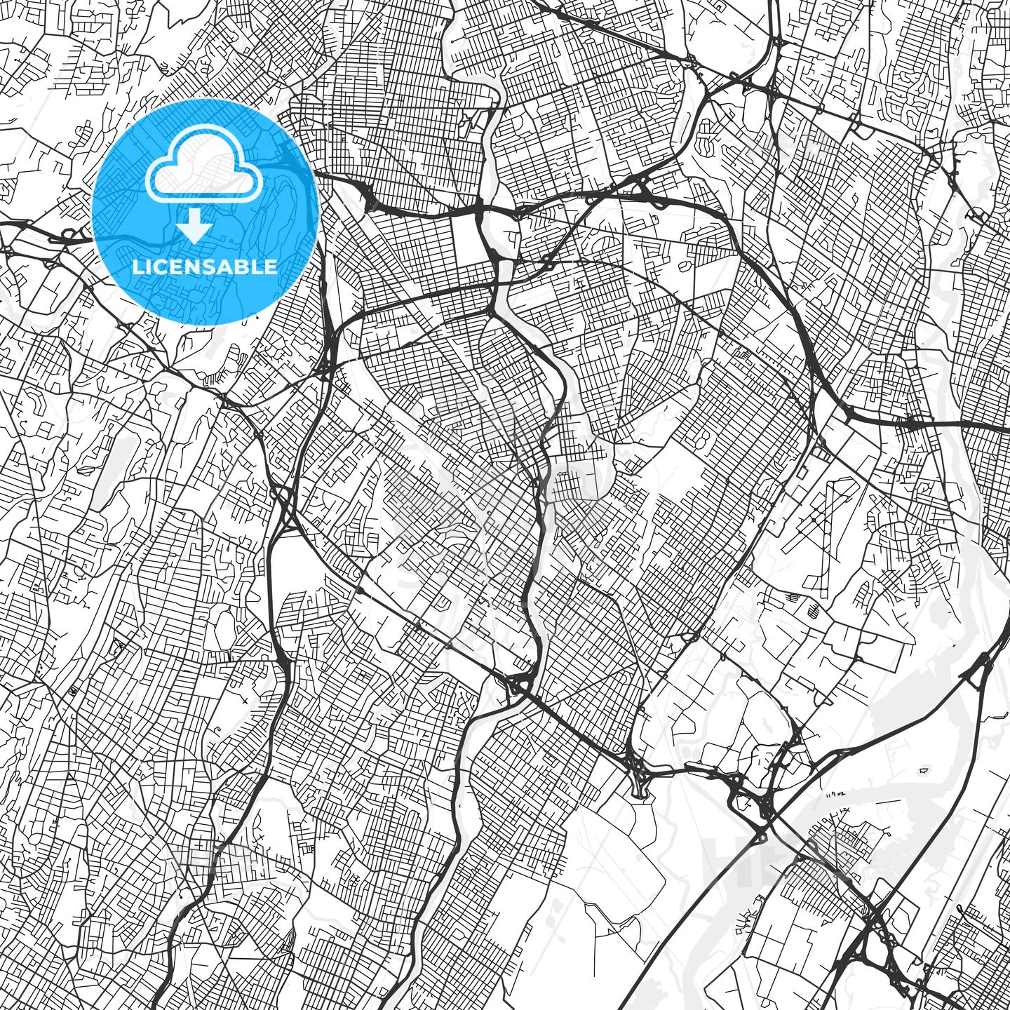 Passaic, New Jersey - Area Map - Light