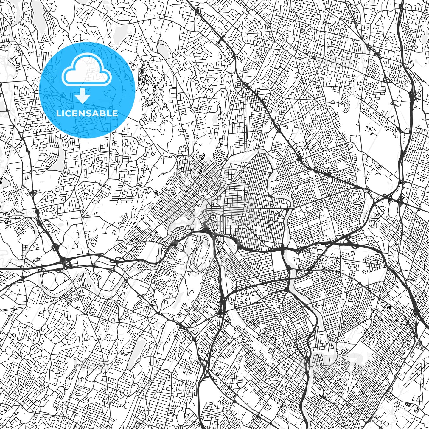 Paterson, New Jersey - Area Map - Light