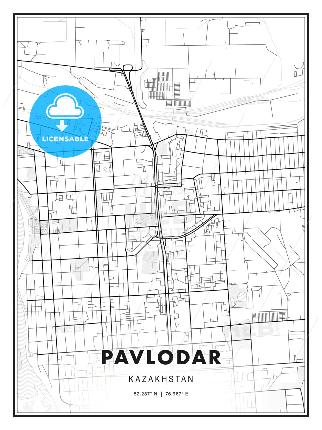 Pavlodar, Kazakhstan, Modern Print Template in Various Formats - HEBSTREITS Sketches