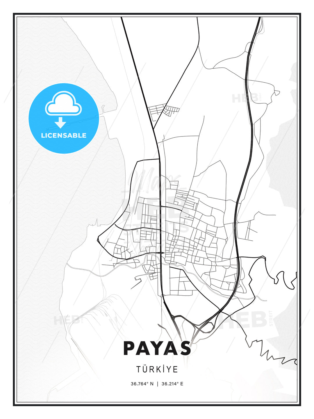 Payas, Turkey, Modern Print Template in Various Formats - HEBSTREITS Sketches