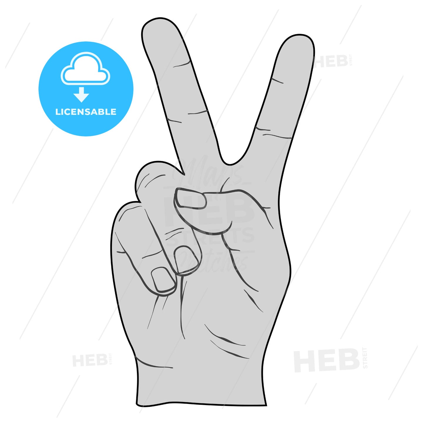 peace sign hand sketch