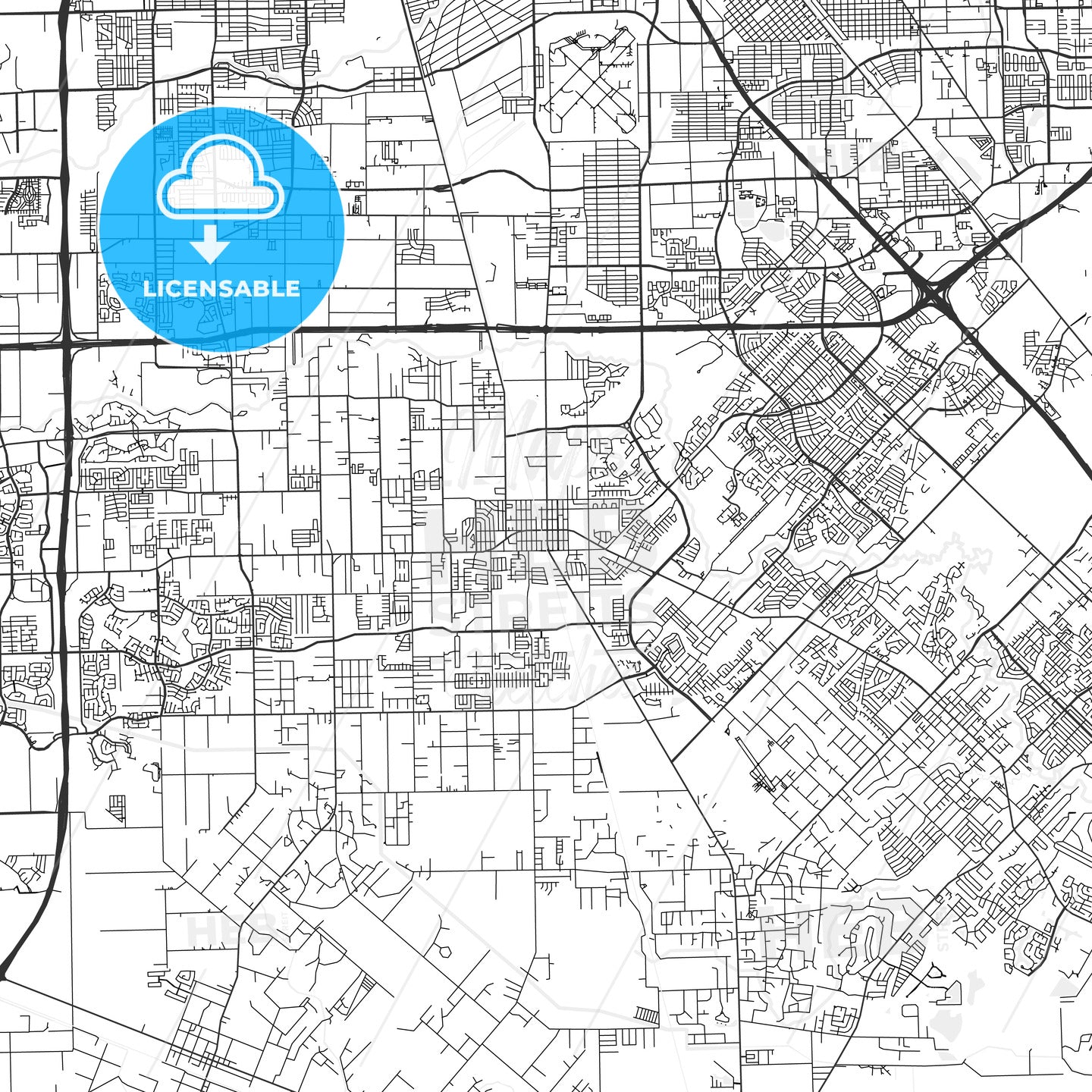 Pearland, Texas - Area Map - Light